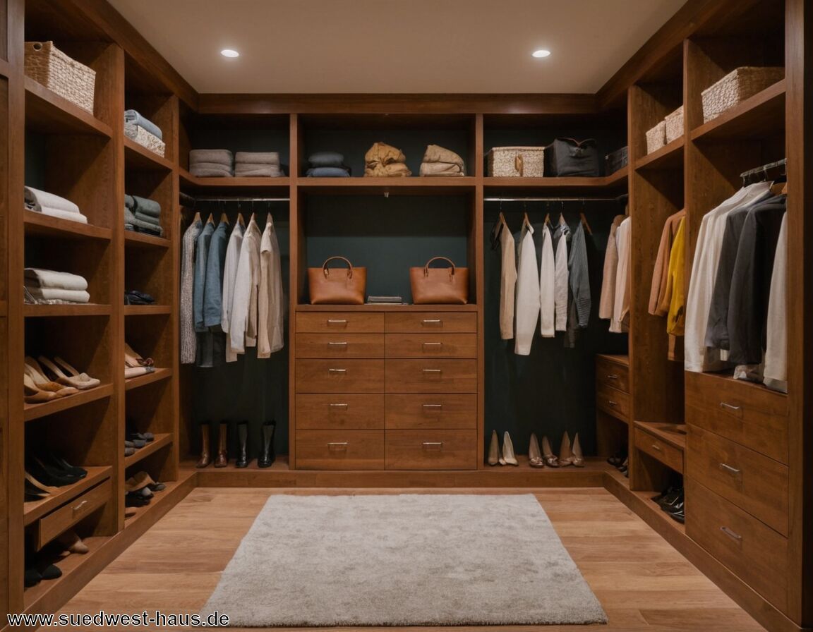 Farbliche Akzente für visuelle Übersichtlichkeit   - Begehbare Kleiderschränke clever geplant: Auch auf wenig Fläche